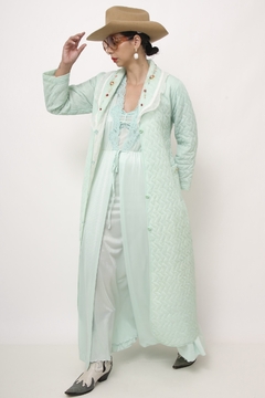 Robe de matelasse verde agua bordado - comprar online