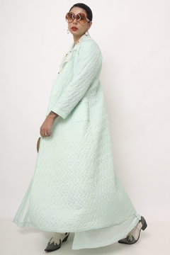 Robe de matelasse verde agua bordado - loja online