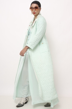 Robe de matelasse verde agua bordado - comprar online