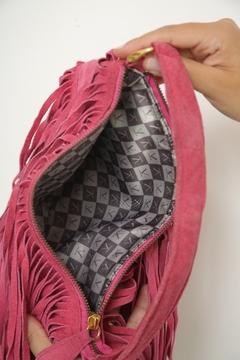 Bolsa western couro franja rosa forrada - Capichó Brechó