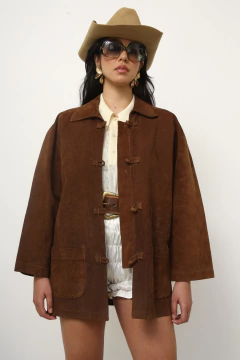 Jaqueta couro camurça marrom classica - loja online