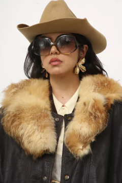 Imagem do Jaqueta couro bomber TNG gola pele