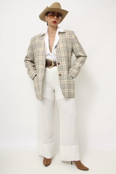 Imagem do Blazer lã xadrez bege chic