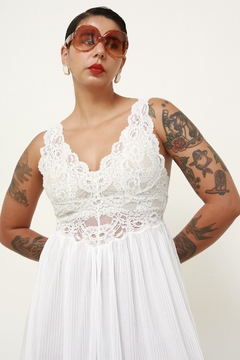 Camisola plissada com renda - Capichó Brechó