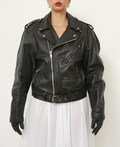Jaqueta couro biker classica preta - comprar online
