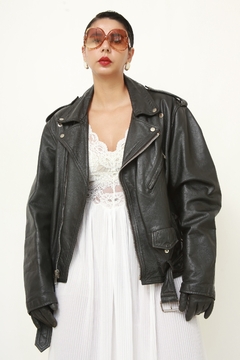 Jaqueta couro biker classica preta