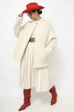 Casaco tricot grosso creme na internet