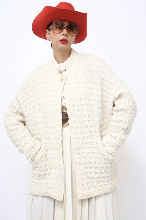 Casaco tricot grosso creme