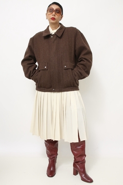 Jaqueta lã xadrez vintage forro vermelho