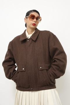 Jaqueta lã xadrez vintage forro vermelho - loja online