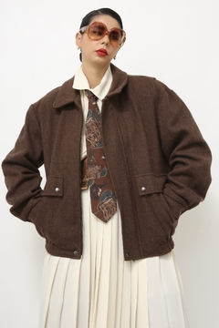 Jaqueta lã xadrez vintage forro vermelho - loja online