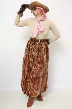 Saia longa veludo bege - comprar online