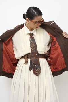 Jaqueta lã xadrez vintage forro vermelho - comprar online