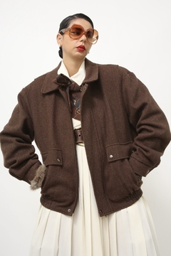 Jaqueta lã xadrez vintage forro vermelho - comprar online