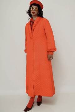 Robe matelasse vermelho renda maravilhoso longo - loja online