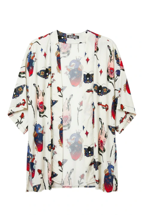 Kimono Estampado Tattoo Mística em Viscose SANTA HELL