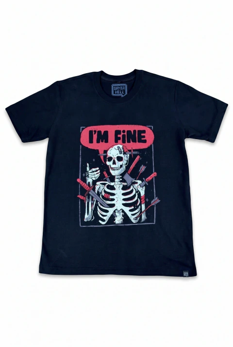 Camiseta Estampada I'm Fine 100% Algodão SANTA HELL