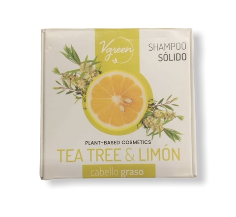 SHAMPOO SOLIDO TEA TREE Y LIMÓN CABELLO GRASO 1U VGREEN