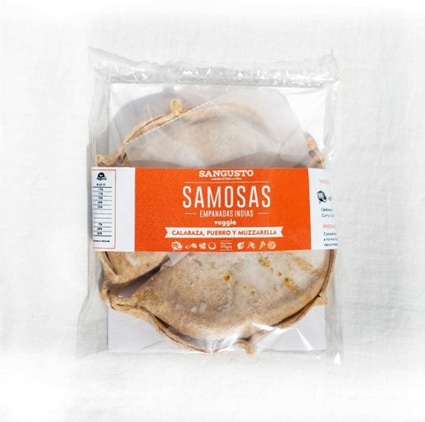 SAMOSAS EMPANADAS CONGELADAS VEGGIE CALABAZA PUERRO Y MUZZARELLA 175GR  SANGUSTO