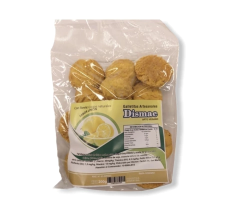 GALLETITAS ARTESANALES CON STEVIA SABOR LIMON 200GR DISMAC