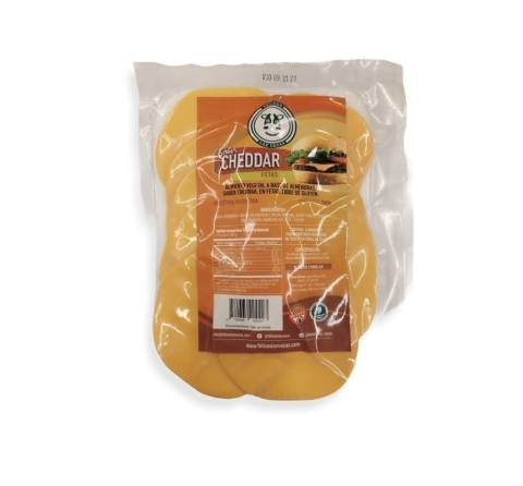 QUESO VEGANO EN FETAS SABOR CHEDDAR A BASE DE ALMENDRAS 200GR FELICES LAS VACAS