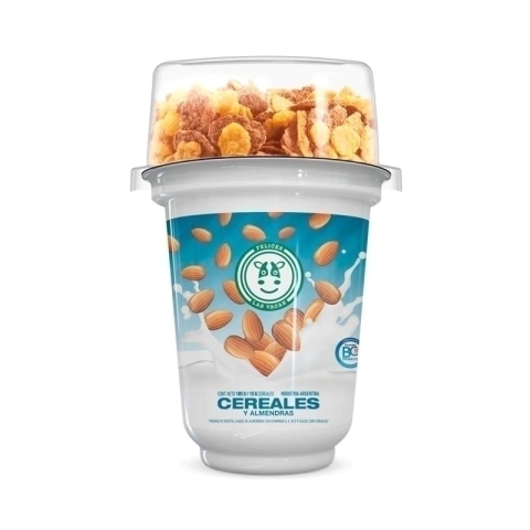 YOGUR PROBIOTICO DE ALMENDRAS CON CEREALES 165GR FELICES LAS VACAS