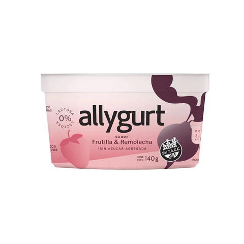 YOGURT FRUTILLA Y REMOLACHA SIN AZUCAR AGREGADA 140GR ALLYGURT
