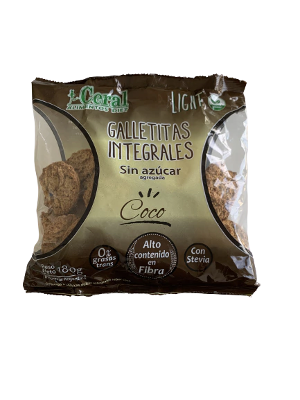 GALLETITAS INTEGRALES SIN AZUCAR AGREGADA COCO 180GR CERAL