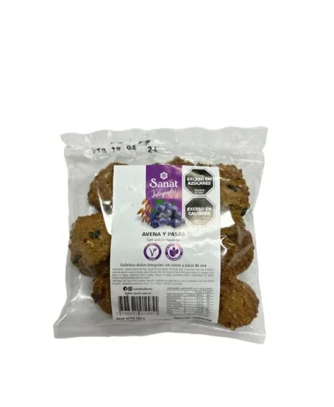 GALLETITAS DULCES INTEGRALES CON AVENA Y PASAS 160GR SANAT