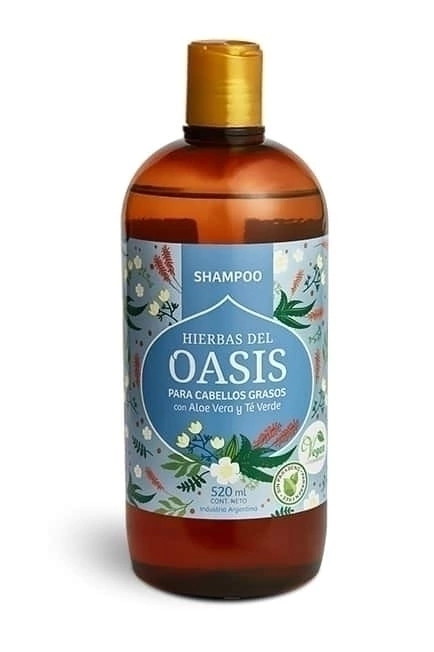 SHAMPOO PARA CABELLOS GRASOS CON ALOE Y TE VERDE 520ML HIERBAS DEL OASIS
