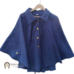 Poncho Feminino 3D em relevo Azul Marinho
