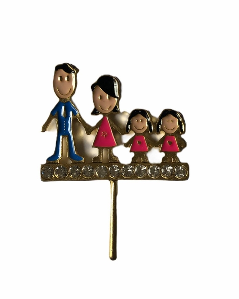 Enfeite de Erva Familia Morenos (Pai, Mãe, 2 Meninas)