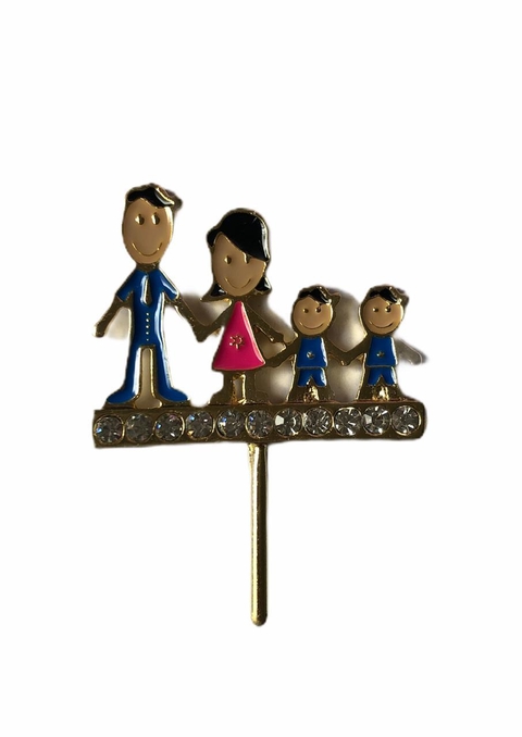 Enfeite de Erva Familia Morenos (Pai, Mãe, 2 Meninos)