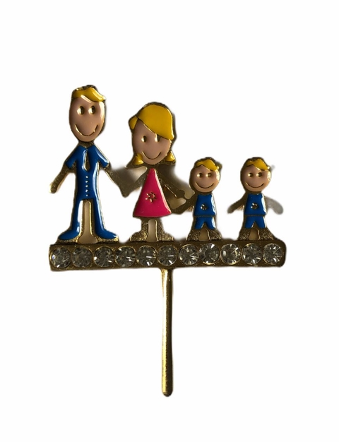 Enfeite de Erva Familia Loiros (Pai, Mãe, 2 Meninos)