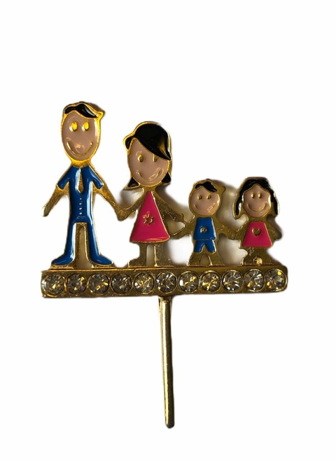 Enfeite de Erva Familia Morenos (Pai, Mãe, Filho, Filha)