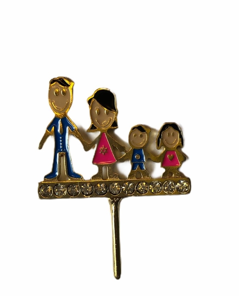 Enfeite de Erva Familia Morenos (Pai, Mãe, Menino e Menina)