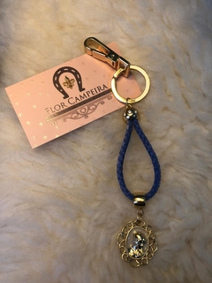 Chaveiro Camafeu (Couro Azul) - comprar online