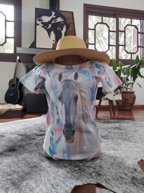 Boddy Manga Curta Cavalo - Branco