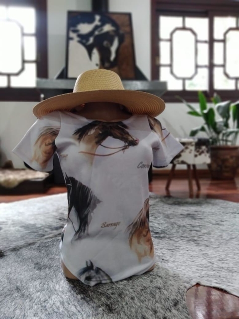 Boddy Manga Curta Equestrian - Branco