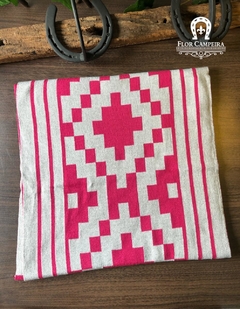 Cachecol Pampa La Jineteada Pink com Cinza - Flor Campeira Acessórios