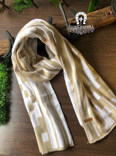 Cachecol Pampa La Jineteada Bege com Branco - comprar online
