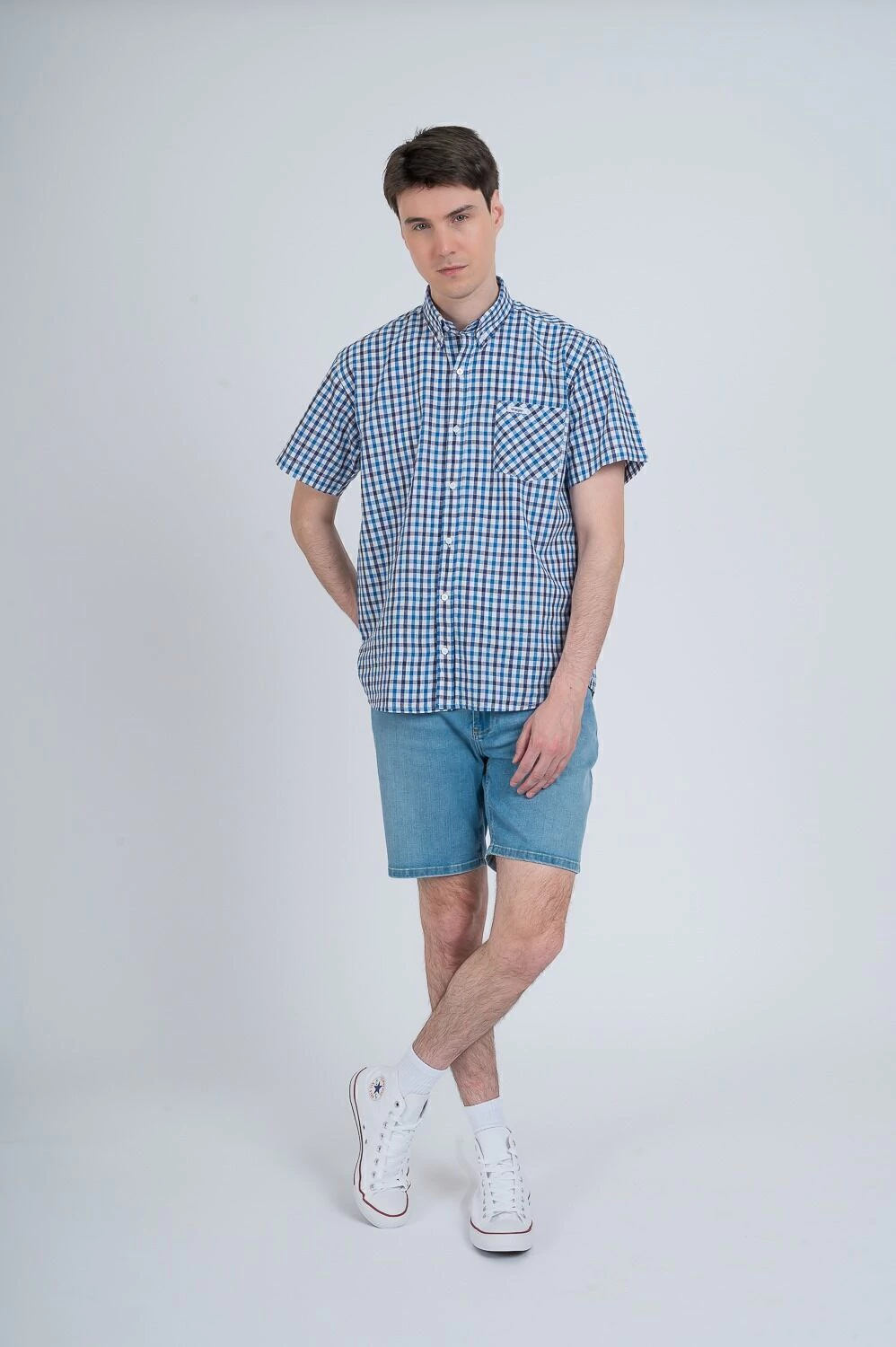 WRANGLER SHIRT REG LINEN CHECKS SS (W30014)