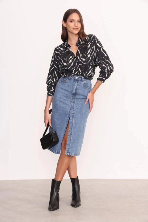 YAGMOUR POLLERA DENIM MIDI (07000721)