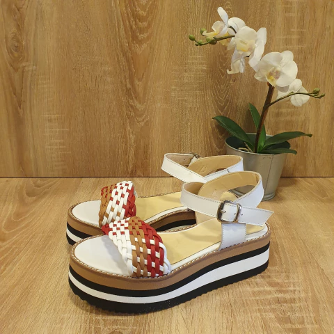 Trenza hebilla/ Blanco-Rojo - 40