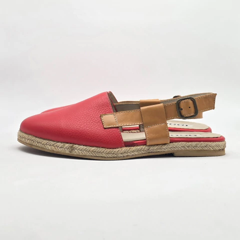 Sandalia Valencia cuero/ Rojo - comprar online