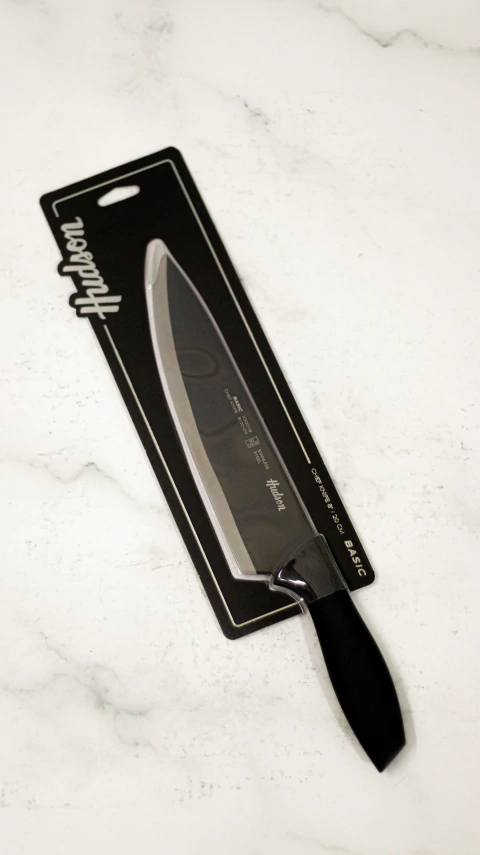 Cuchillo cheff 8" inox c/antiadherente negro basic - Hudson