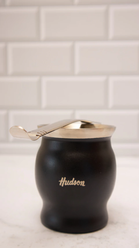 Set mate copa negro doble pared acero inox / bombilla - Hudson - comprar online