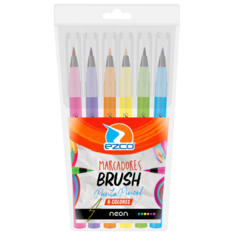 Marcadores Punta Pincel Neón x6