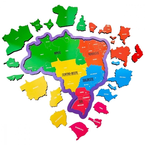 Quebra Cabeça Educativo Mapa Brasil Regiões Estados Capitais - Babebi