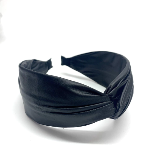 Vincha turbante cuerina - negro - comprar online